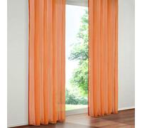 SIMPVALE 2 Paneles Visillos Cortina Traslúcidos con Trabilla, para Ventana, Balcón, Sala, Tul, Poliéster, Amplitud 140 cm (Altura 250cm, Naranja)