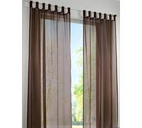 SIMPVALE 2 Paneles Visillos Cortina Traslúcidos con Trabilla, para Ventana, Balcón, Sala, Tul, Poliéster, Amplitud 140 cm (Altura 260cm, Café)