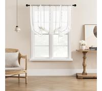 SIMPVALE Cortina de Visillo Moderno de Simplicidad, Estor Romano Translúcido para Interior, Voile para Dormitorio, Balcón, Salón, Cocina, Ancho 140 cm / Altura 140 cm