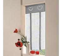 SIMPVALE Cortinas de Cocina, Cortinas de Tul para Ventanas Pequeñas, Tiradas Bordadas, Adecuadas para Cocina, Baño, Dormitorio, Sala de Estar, Balcón, Gris, Ancho 45 x Alto 90