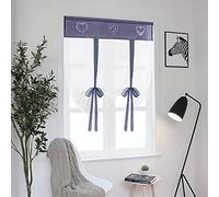 SIMPVALE Cortinas de Cocina, Cortinas de Tul para Ventanas Pequeñas, Tiradas Bordadas, Adecuadas para Cocina, Baño, Dormitorio, Sala de Estar, Balcón, Azúl, Ancho 80 x Alto 120