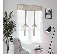 SIMPVALE Cortinas de Cocina, Cortinas de Tul para Ventanas Pequeñas, Tiradas Bordadas, Adecuadas para Cocina, Baño, Dormitorio, Sala de Estar, Balcón, Marrón Claro, Ancho 80 x Alto 140