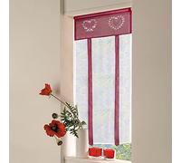 SIMPVALE Cortinas de Cocina, Cortinas de Tul para Ventanas Pequeñas, Tiradas Bordadas, Adecuadas para Cocina, Baño, Dormitorio, Sala de Estar, Balcón, Vino Rojo, Ancho 45 x Alto 120