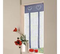 SIMPVALE Cortinas de Cocina, Cortinas de Tul para Ventanas Pequeñas, Tiradas Bordadas, Adecuadas para Cocina, Baño, Dormitorio, Sala de Estar, Balcón, Azúl, Ancho 45 x Alto 120