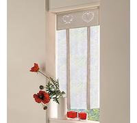 SIMPVALE Cortinas de Cocina, Cortinas de Tul para Ventanas Pequeñas, Tiradas Bordadas, Adecuadas para Cocina, Baño, Dormitorio, Sala de Estar, Balcón, Marrón Claro, Ancho 45 x Alto 120