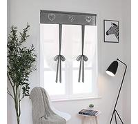 SIMPVALE Cortinas de Cocina, Cortinas de Tul para Ventanas Pequeñas, Tiradas Bordadas, Adecuadas para Cocina, Baño, Dormitorio, Sala de Estar, Balcón, Gris, Ancho 80 x Alto 100