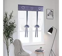 SIMPVALE Cortinas de Cocina, Cortinas de Tul para Ventanas Pequeñas, Tiradas Bordadas, Adecuadas para Cocina, Baño, Dormitorio, Sala de Estar, Balcón, Azúl, Ancho 60 x Alto 120