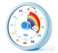 SIMQELLI Temporizador Visual Infantil con Diseño De Arcoíris, 60 Minutos De Cuenta Atrás, Herramienta De Gestión del Tiempo para Escritorio, Aula, Modo Silencioso/Alarma (Azul)