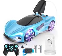 SIMREX Coche teledirigido 360° Drift Stunt RC con Ruedas LED y Luces de Spray en Modo demostración, 2,4 GHz para Adultos y niños a Partir de 6 años, Regalo de cumpleaños, Juguete, Azul