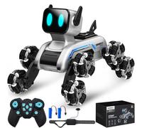 SIMREX Perro Robot con Control Remoto para Niños 6-12, Coche RC de Acrobacias 8WD con Sensor de Gestos 2.4 GHz, Música y Luces, Cumpleaños para Niños