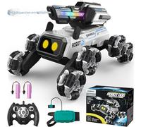 SIMREX Perro Robot RC - Control por Gestos, Acrobacias, Ojos LED, Ruedas Mecanum, Sonidos, Luces RGB y Torre de Agua. Ideal para niños