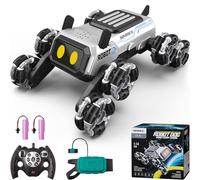 SIMREX Remote Control Robot Dog Toys for Kids 6+, Stunt RC Cars with LED Eyes & Gesture Control, 6+ Years Old Boys Girls Birthday Gift, Interactive Robot Toy with Mecanum Wheels & 3 Sounds, Sliver