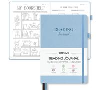 SIMSIMY Diario de lectura con 104 reseñas de libros, diario de libros para amantes de los libros y lectores, revisa y rastrea tu progreso de lectura, cuaderno de registro de lectura, regalo A5, color