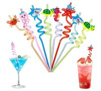 Simsky 8 Piezas Pajitas para Niños, Pajitas de Arco Iris Rizadas, Reutilizable Cañitas de Plástico Temáticas, para Leche, Jugos y Cócteles Decoración, Jóvenes y Niñas de la Fiesta de Cumpleaños