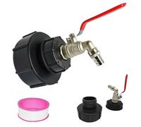 Simsky Grifo de Drenaje IBC de Aleación 3/4 Pulgadas, Adaptador de Tanque de Agua 1000L con Válvula de Bola, Conector Rápido para Manguera de Jardín, Accesorios de Recolección de Lluvia