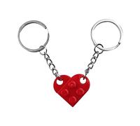 Simsky Juego de 2 Llavero Corazón de Pareja, Originales Rojo de Ladrillo, Pequeño Bricks de Construcción, Decoraciones Regalo Para Novio, Novia y Aniversario
