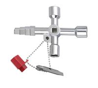 Simsky Llave de Utilidad Multifuncional de 4 Vías, Plateado de Útil Llave Cruzada Universal, Puede Utilizar para Contador Agua, Armario Eléctrico, Ascensor, Contador de Gas, Válvulas