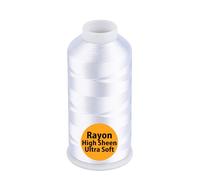 Simthread Hilo de bordado de rayón de 5500 yardas, carrete enorme, 40wt, 100% rayón viscosa para máquinas comerciales y domésticas - Súper blanco 1001