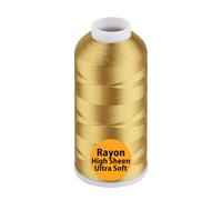 Simthread Hilo de bordar de rayón de 5000 yardas, 40 wt 100% rayón viscosa para máquinas comerciales y domésticas, oro 1225