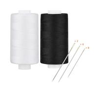 Simthread Hilo de coser para colchas, hilo multiusos asequible blanco y negro, 400 yardas/bobina, poliéster 100%