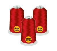 Simthread multiuso hilo de máquina de bordar de poliéster carrete enorme 5000M 5500Y para máquinas de bordar de coser - 3 rojo