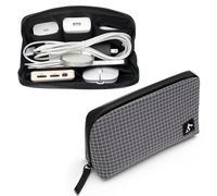 SIMTOP Bolsa Organizadora de Cables Pequeña, Electrónica de Viaje, para Cable de Carga USB, Cargador de Ratón, Almacenamiento para Viajes Trabajo Cuadros Negros S