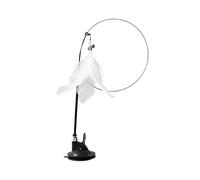 Simulación de pájaro interactivo de plumas con campana, juguete para gatos con succión para superficies lisas, juguete interactivo de plumas para gatos, un palo de gato, una varita con ventosa, latido