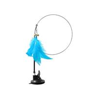 Simulación de pájaro interactivo de plumas con campana, juguete para gatos con succión para superficies lisas, juguete interactivo de plumas para gatos, un palo de gato, una varita con ventosa, latido