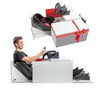 Simulador de Conducción con Volante Force Feedback (2,3NM) y Pedales Integrados en Mesa de Centro Elevable para Salón | Cockpit Gaming Compatible con PS5/PC | 79x79x47,5 cm (Blanco)