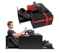 Simulador de Conducción con Volante Force Feedback (2,3NM) y Pedales Integrados en Mesa de Centro Elevable para Salón | Cockpit Gaming Compatible con Xbox/PC | 79x79x47,5 cm (Negro)