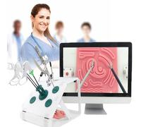Simulador de entrenamiento laparoscópico, caja de entrenamiento con 6 módulos, 4 herramientas quirúrgicas y cámara HD, for uso práctico en la formación de médicos y estudiantes.(Green)