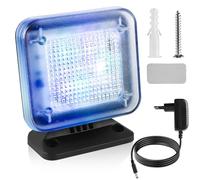 Simulador de TV con 12 LED y 3 programas seleccionables, simulador de TV ficticio, eficiente energéticamente, con temporizador, completo con adaptador de corriente para uso como protección contra