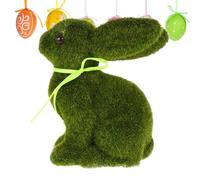 Simulated Moss Figurine - Green Moss Rabbit Animal Decor Statue, Easster Bunny Decoration Holiday Animal Sculpture for Spring Easter Home | Terrarium Landscape Accent, Easter Egg Hunt Display, Porch
