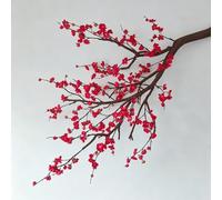Simulation Artificial Plum Blossom Tree, Lifelike Fake Red Flower Indoor Freestanding Floral for Wedding Backdrop Decor(3M)