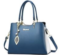 SiMYEER Bolsos y bolsos de mano para mujer, de piel sintética, con asa superior, bolsos cruzados para mujer, Azul Blanco