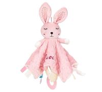 SIMYJOY Personalizado Dudu Bebé mit Nombre Bordado Manta Bebe Personalizada Personalizado Regalos para Bebe Conejo Rosa-Blanco