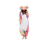 SimZoo Animal Onesie Pijamas para Adultos Disfraz de Axolotl Rojo Tie Dye Ropa de Dormir para Hombres Mujeres Unisex Ropa de hogar de una Pieza