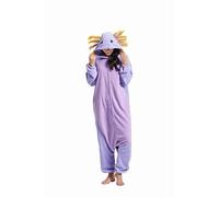 SimZoo Animal Onesie Pijamas para Adultos Hombres Mujeres Disfraz Púrpura Axolotl Ropa de Dormir Unisex Una Pieza Ropa de Hogar