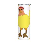 Sin accesorios, taza de acero inoxidable de 20 onzas con tapa, botella de agua aislada con estampado de gallina cantante, taza de té portátil para oficina, coche, deportes