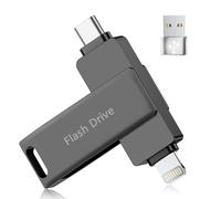 [Sin aplicación] USB Stick 512GB para iPhone MFi certificado Lncnnk 3 en 1 Flash Drive Lightning USB 3.0 Memory Stick Fotostick USB C Stick para iPhone/iPad/OTG Android Handy/Mac/PC, Negro