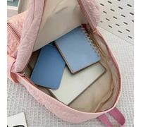 (Sin colgante - Rosa) Mochila escolar pequeña color macarrón, mochila de gran capacidad con bolsillo