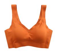 Sin Costuras Bandeau Con Apoyo Mujeres Trabajando Color Sólido Chaleco Sin Rastro Ropa Interior Sin Anillo De Acero Deportes Sueño Sujetador Para Elevar Comentarios, naranja, XL