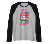 Sin DJ No Hay Fiesta DJ Unicorn Music Festival Rave Camiseta Manga Raglan