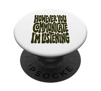 Sin Embargo te comunicas Estoy Escuchando Wavy Retro SLP PopSockets PopGrip Adhesivo