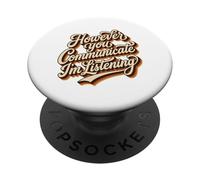 Sin Embargo te comuniques Estoy Escuchando Groovy Retro SLP PopSockets PopGrip Adhesivo