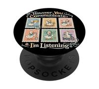 Sin Embargo tu comunicación Estoy Escuchando AAC SLP Goose Silly PopSockets PopGrip Adhesivo