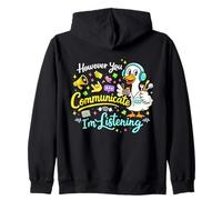 Sin Embargo Usted Comunicación Estoy Escuchando AAC SLP Goose Sudadera con Capucha