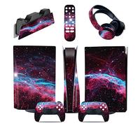 Sin Espuma Y Sin Burbujas Para PS5 Consola Disc Edition & Digital Pegatina Vinilo Calcomanía Cubierta Para Ps5 Mando & Estación Carga & Auriculares & Multimedia 45146(Disc Version)