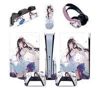 Sin Espuma Y Sin Burbujas Para PS5 Consola Disc Edition & Digital Pegatina Vinilo Calcomanía Cubierta Para Ps5 Mando & Estación Carga & Auriculares & Multimedia 95584(Digital Edition)