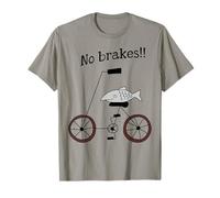 Sin Frenos Pescado Montando Una Bicicleta Humor Tonto Raro Camiseta